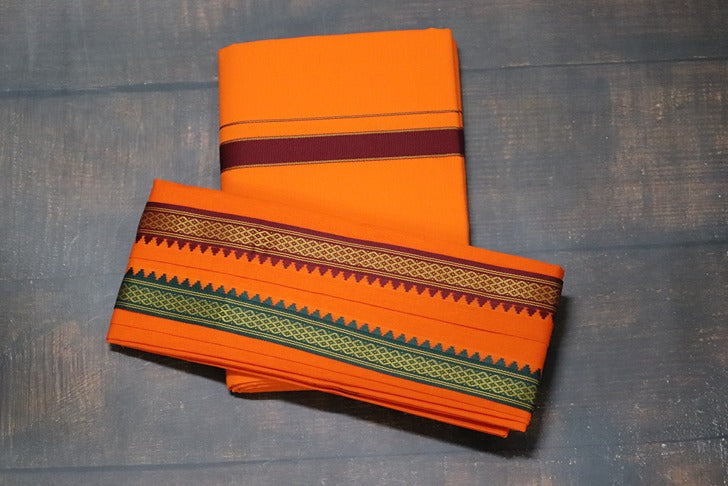Thalapathy Orange Dhoti+Towel (Angavasthiram) Combo
