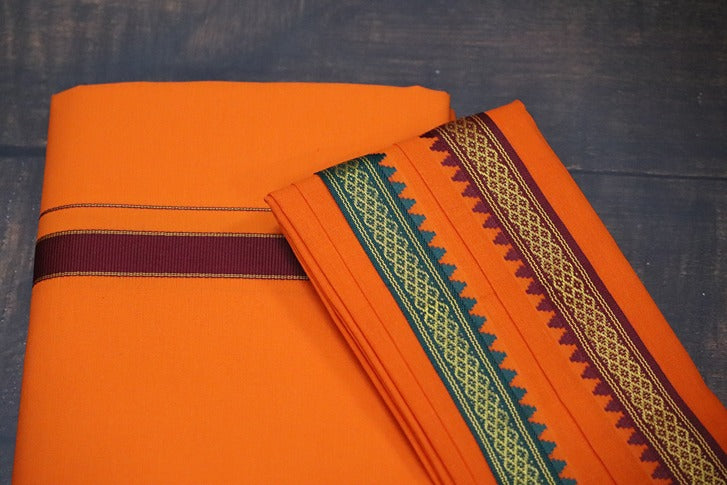 Thalapathy Orange Dhoti+Towel (Angavasthiram) Combo