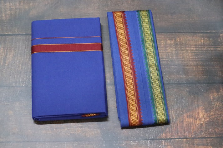 Thalapathy Blue Dhoti+Towel (Angavasthiram) Combo
