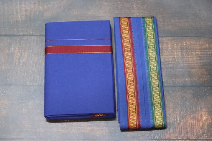 Thalapathy Blue Dhoti+Towel (Angavasthiram) Combo