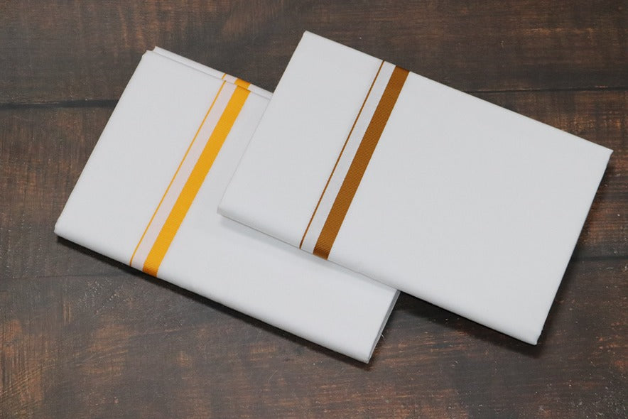 ROYAL BB DHOTI (2 Combo Dhotis) - 2MTR (BISCUIT+YELLOW)