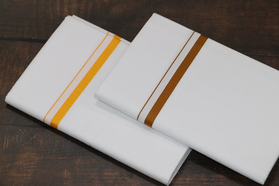 ROYAL BB DHOTI (2 Combo Dhotis) - 2MTR (BISCUIT+YELLOW)