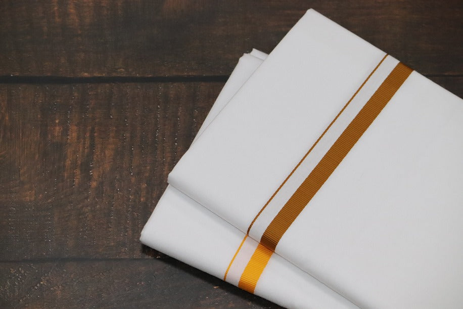 ROYAL BB DHOTI (2 Combo Dhotis) - 2MTR (BISCUIT+YELLOW)