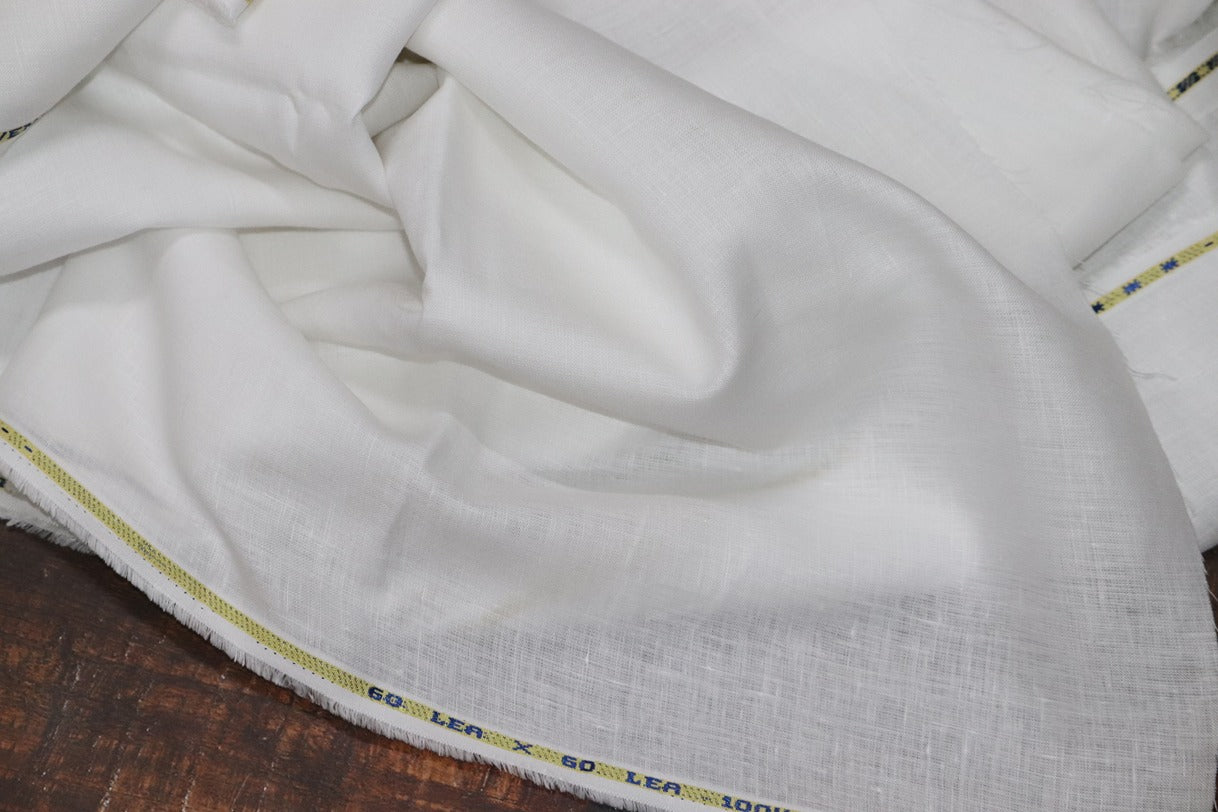Richard Premium White Pure Linen Shirt Fabrics - 1.60mtr