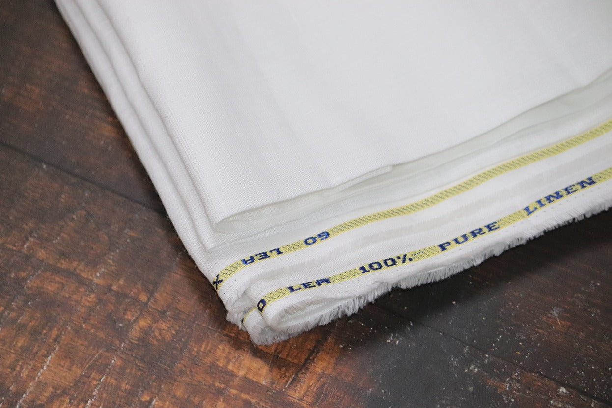 Richard Premium White Pure Linen Shirt Fabrics - 1.60mtr