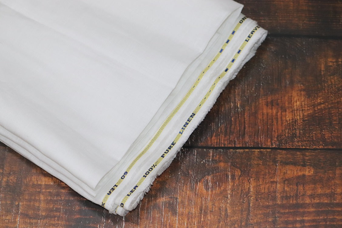 Richard Premium White Pure Linen Shirt Fabrics - 1.60mtr