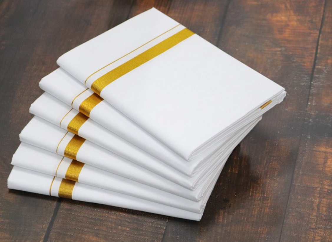 Jari 30K White Dhoti (10 Combo Dhotis)- 2MTR
