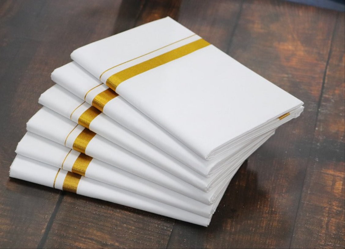 Jari 30K White Dhoti (10 Combo Dhotis)- 2MTR