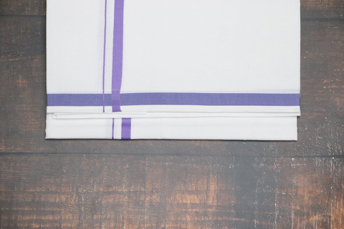 Rich BB Purple Border Dhoti - 2mtr