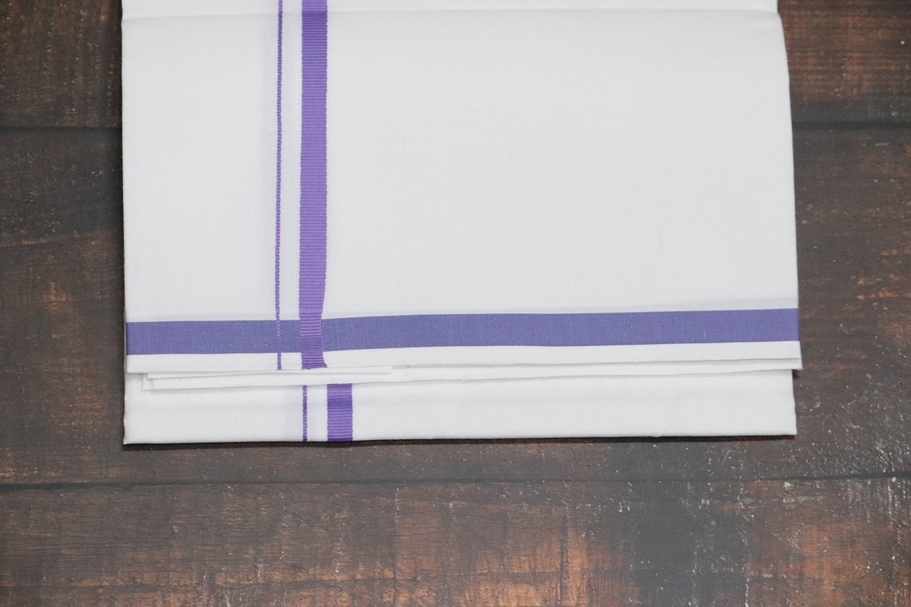 Rich BB Purple Border Dhoti - 2mtr