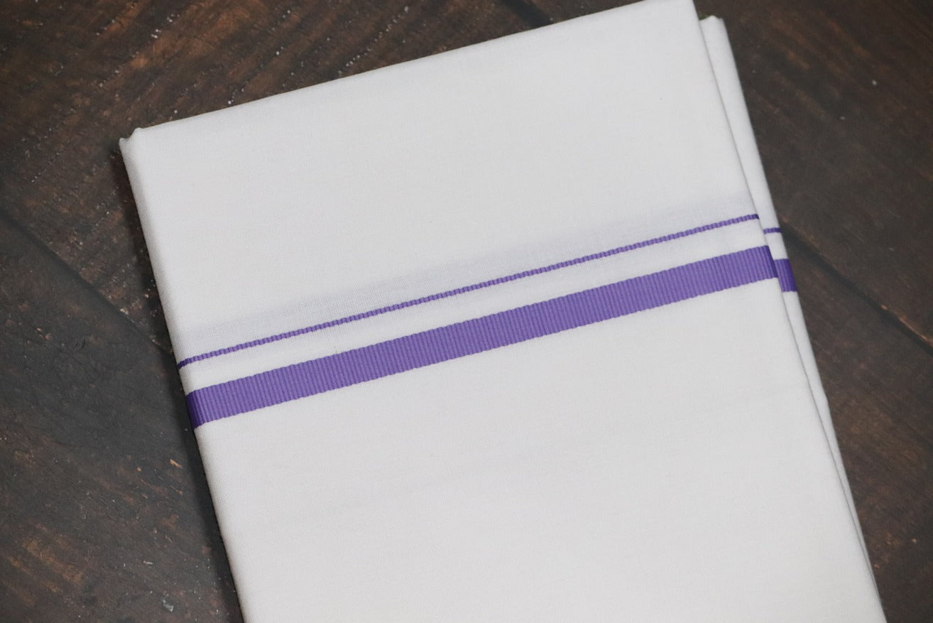 Rich BB Purple Border Dhoti - 2mtr