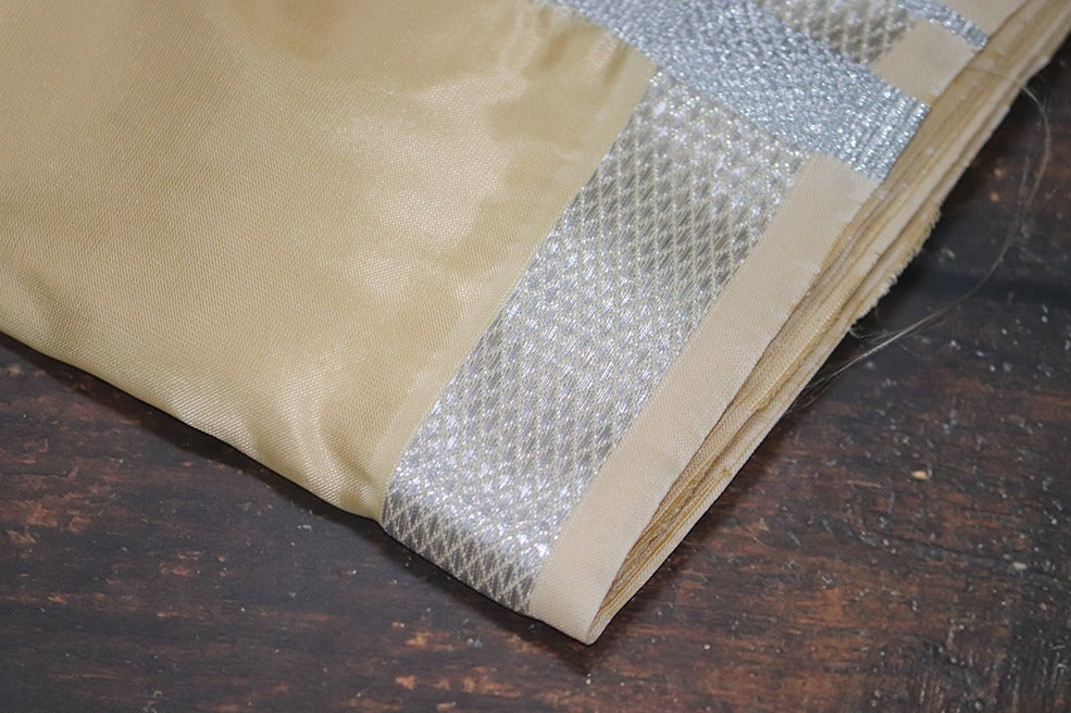 Artsilk Sunrise Yellow Combo Set (Shirt fabric+Dhoti) with Silver Border