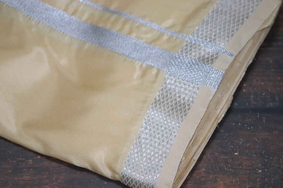 Artsilk Sunrise Yellow Combo Set (Shirt fabric+Dhoti) with Silver Border