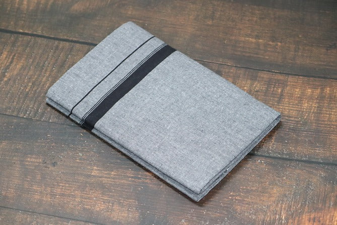 Grey Dhoti with 1inch Black Border - 2mtr