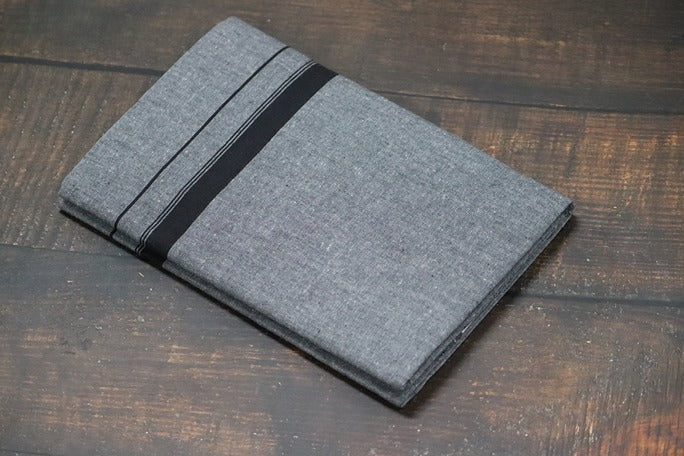 Grey Dhoti with 1inch Black Border - 2mtr