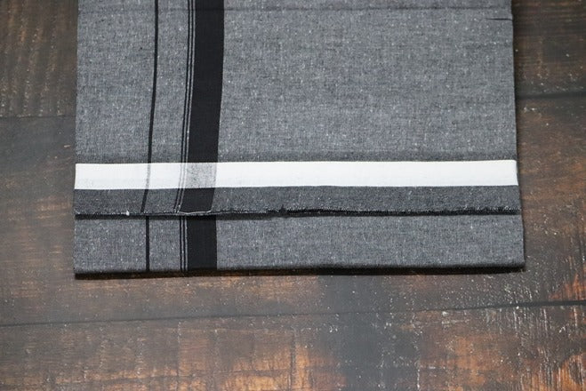 Grey Dhoti with 1inch Black Border - 2mtr