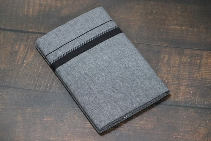 Grey Dhoti with 1inch Black Border - 2mtr