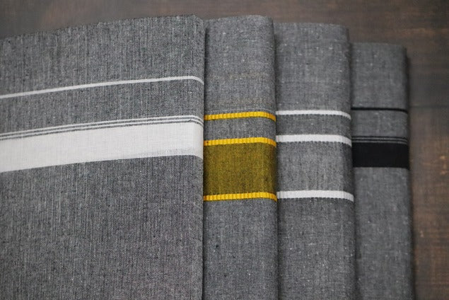 Grey Dhoti with Mixed Border(4 Piece Combo)-2mtr