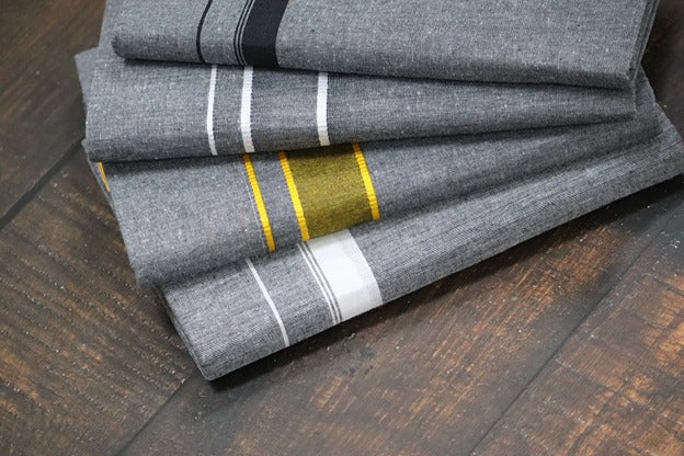 Grey Dhoti with Mixed Border(4 Piece Combo)-2mtr