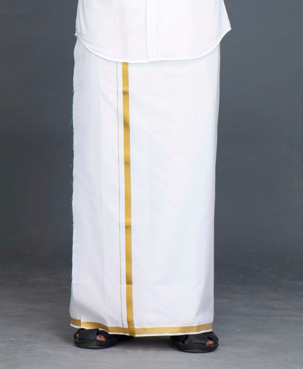 Jari White 30k Dhoti - (3.90mtr = Double)
