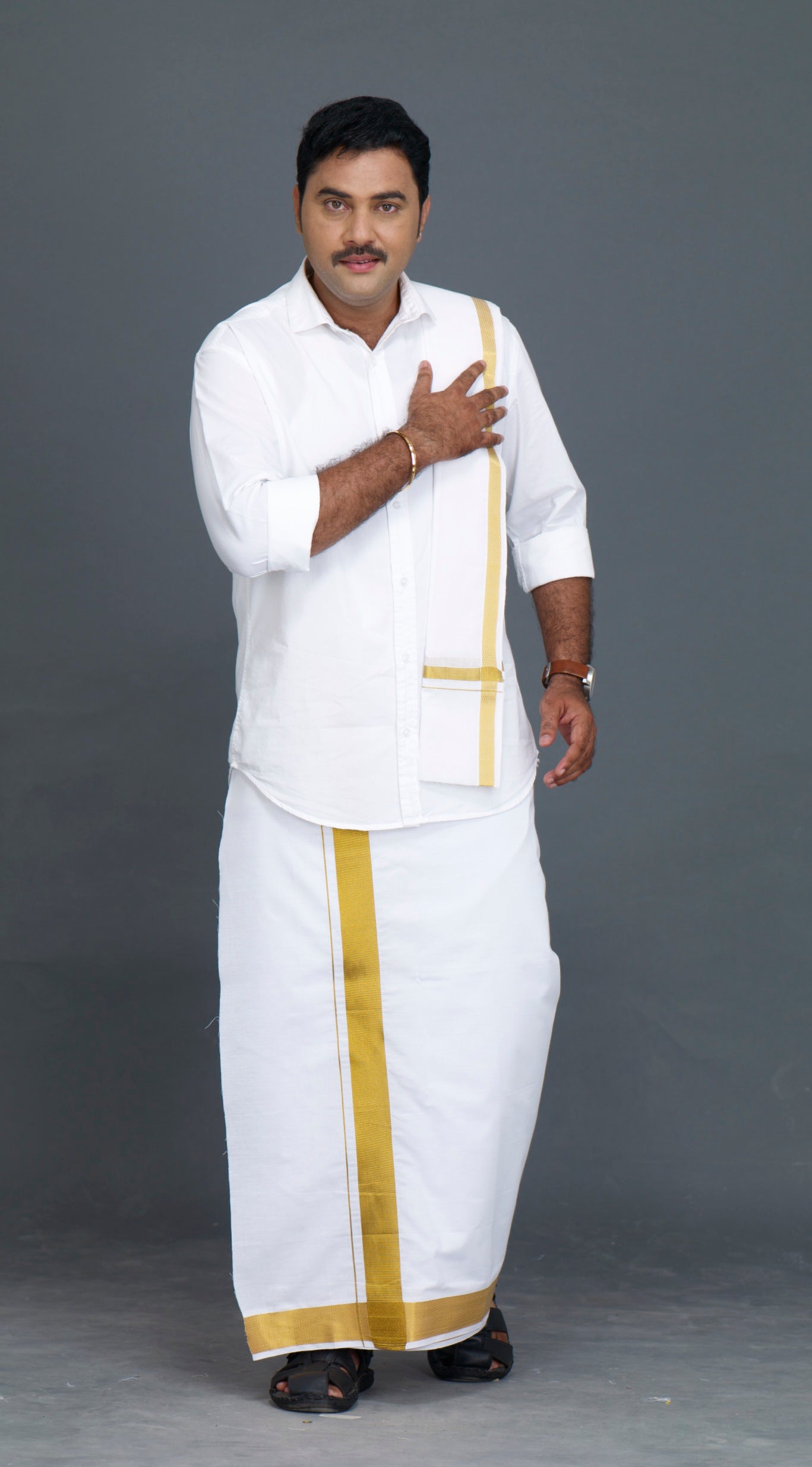 Jari White 100k Dhoti - 2mtr