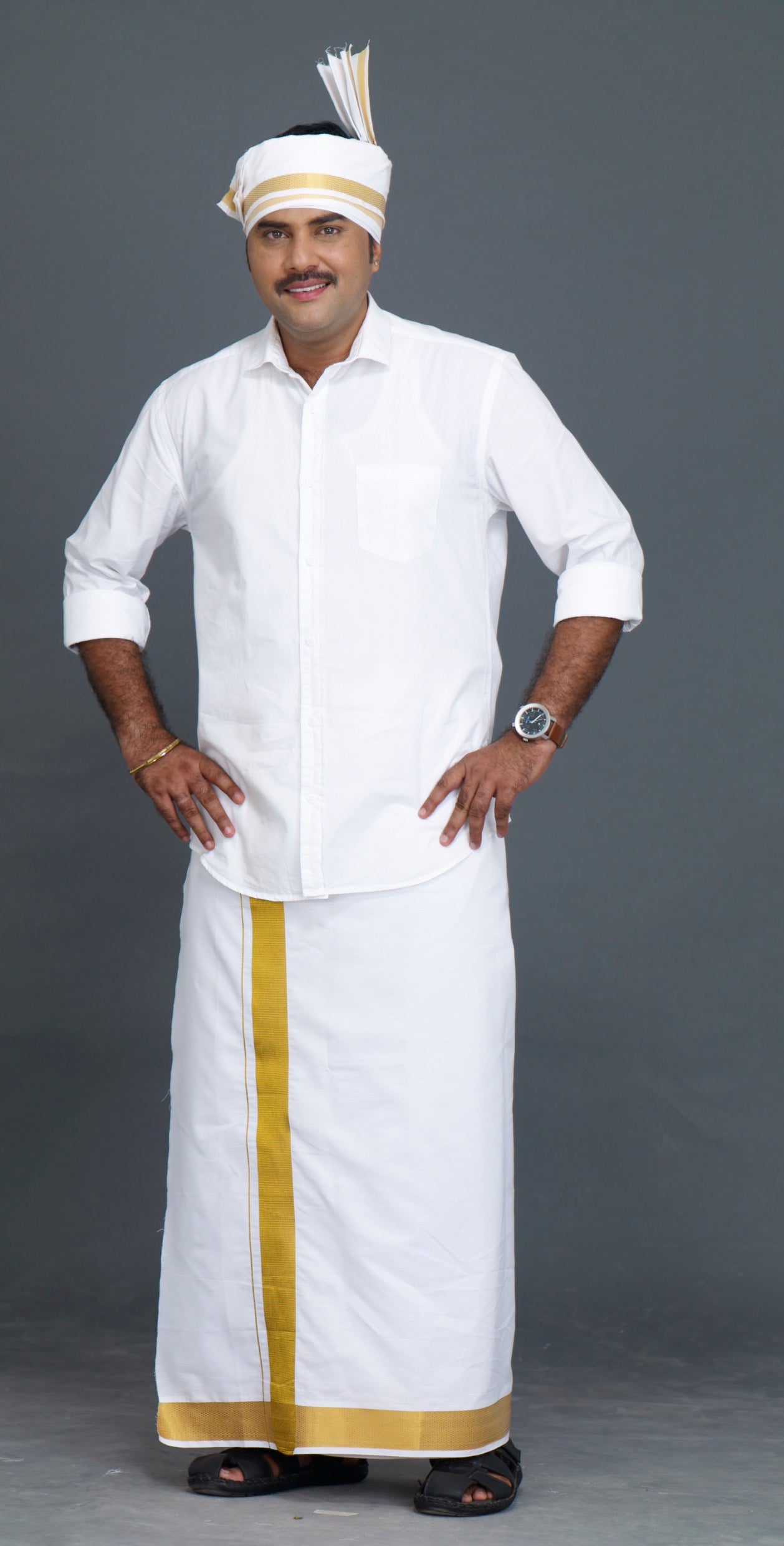 Jari White 100k Dhoti - 2mtr