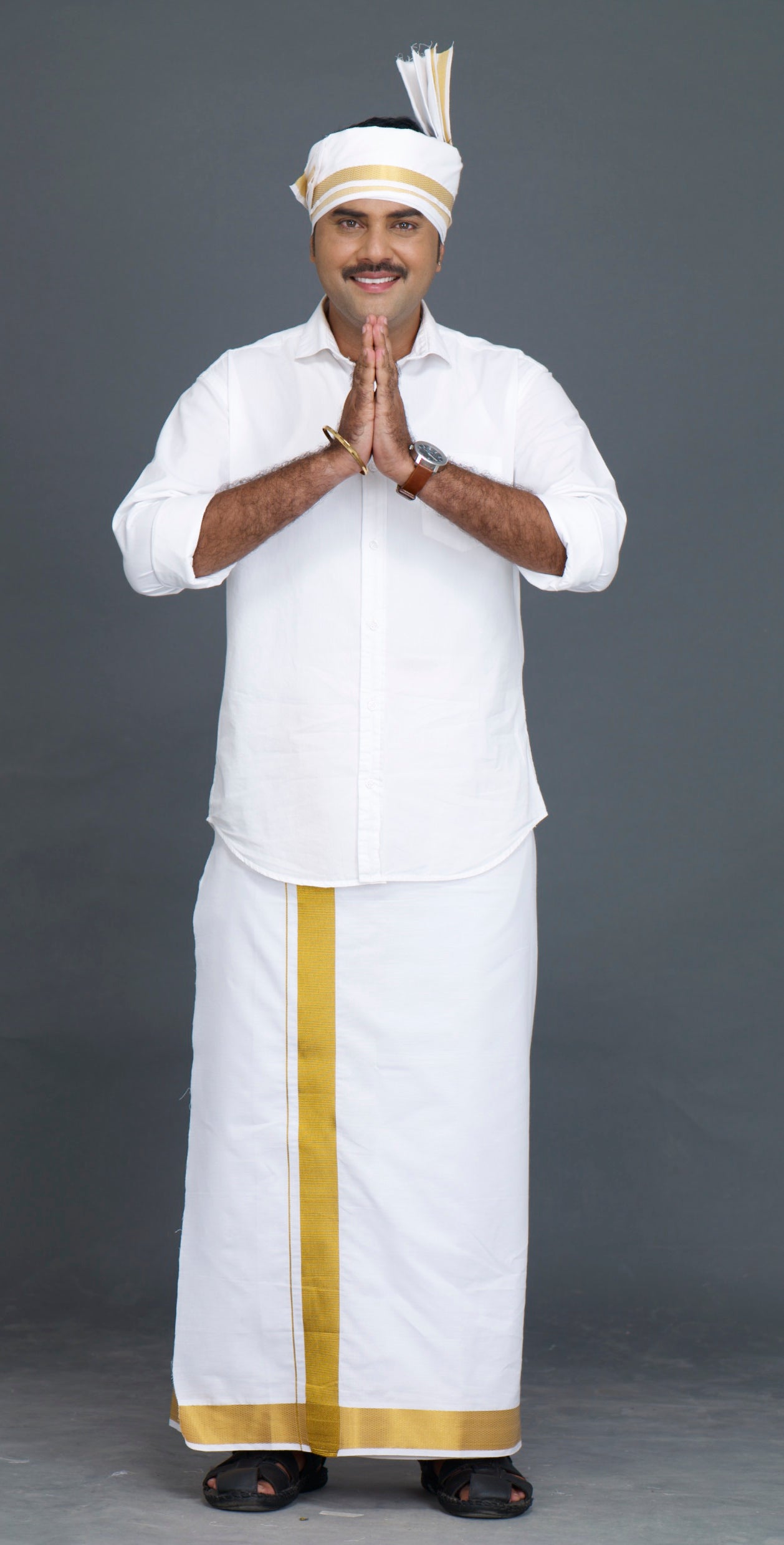 Jari White 100k Dhoti - 2mtr