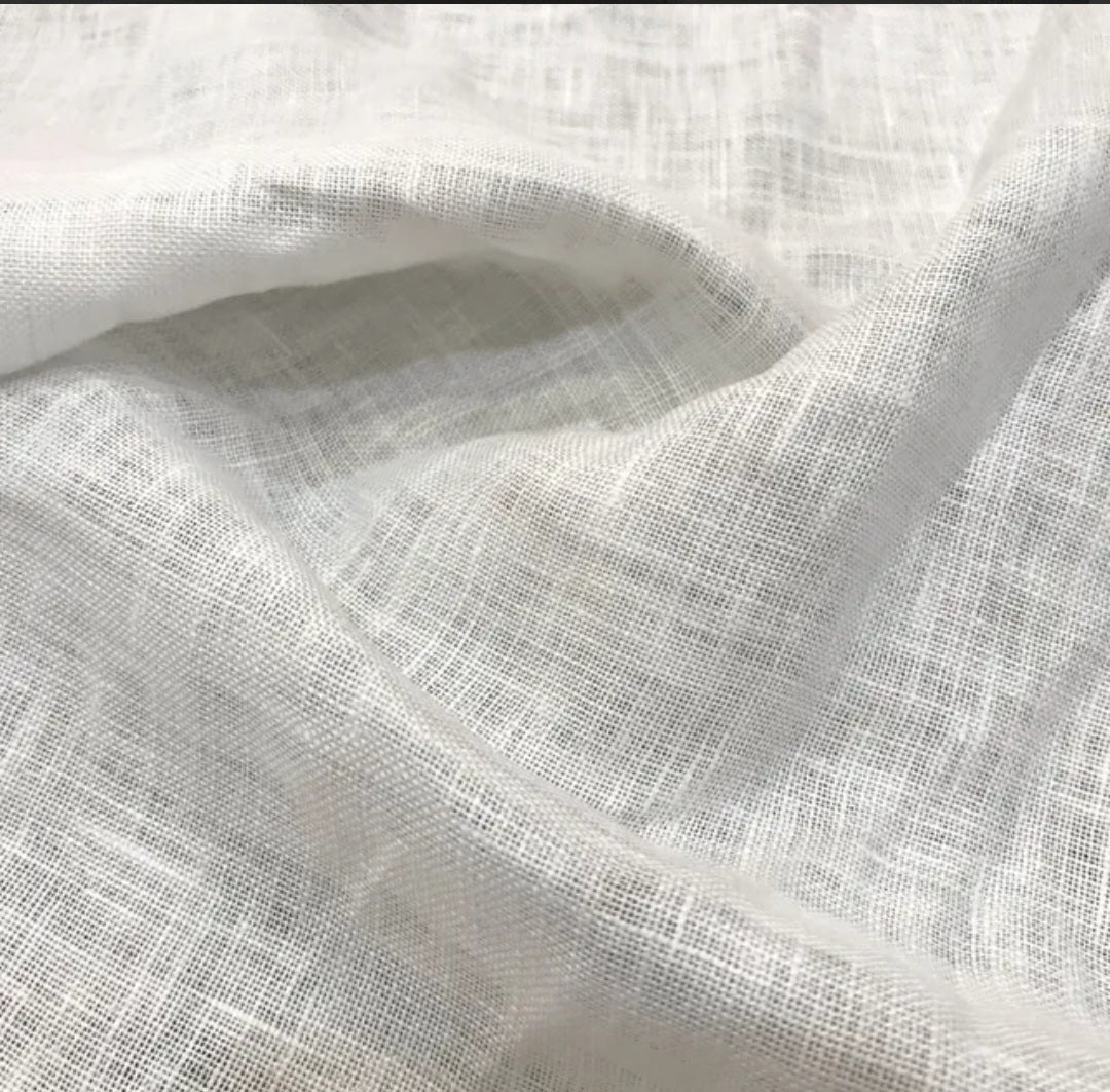 Luxury Europhian White Pure Linen Fabrics - 1.60mtr