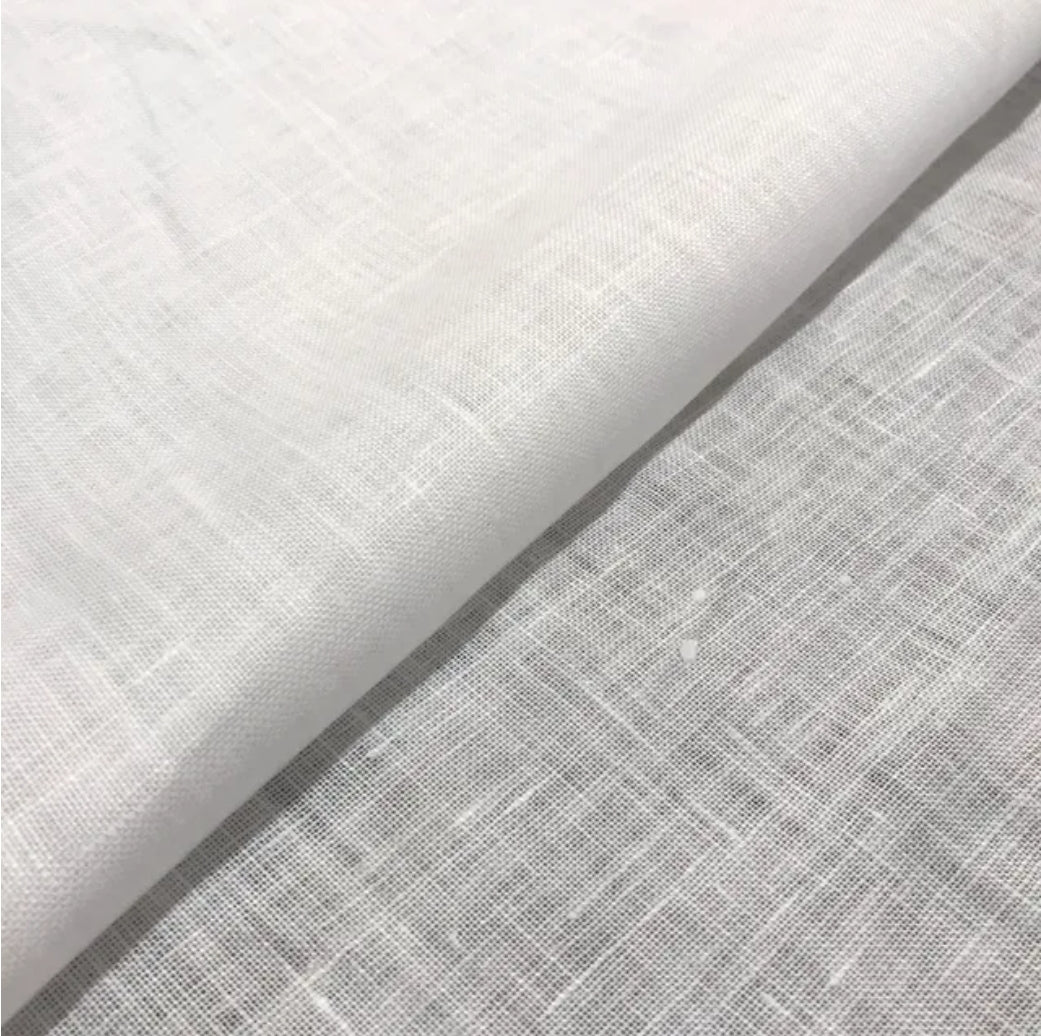 Luxury Europhian White Pure Linen Fabrics - 1.60mtr