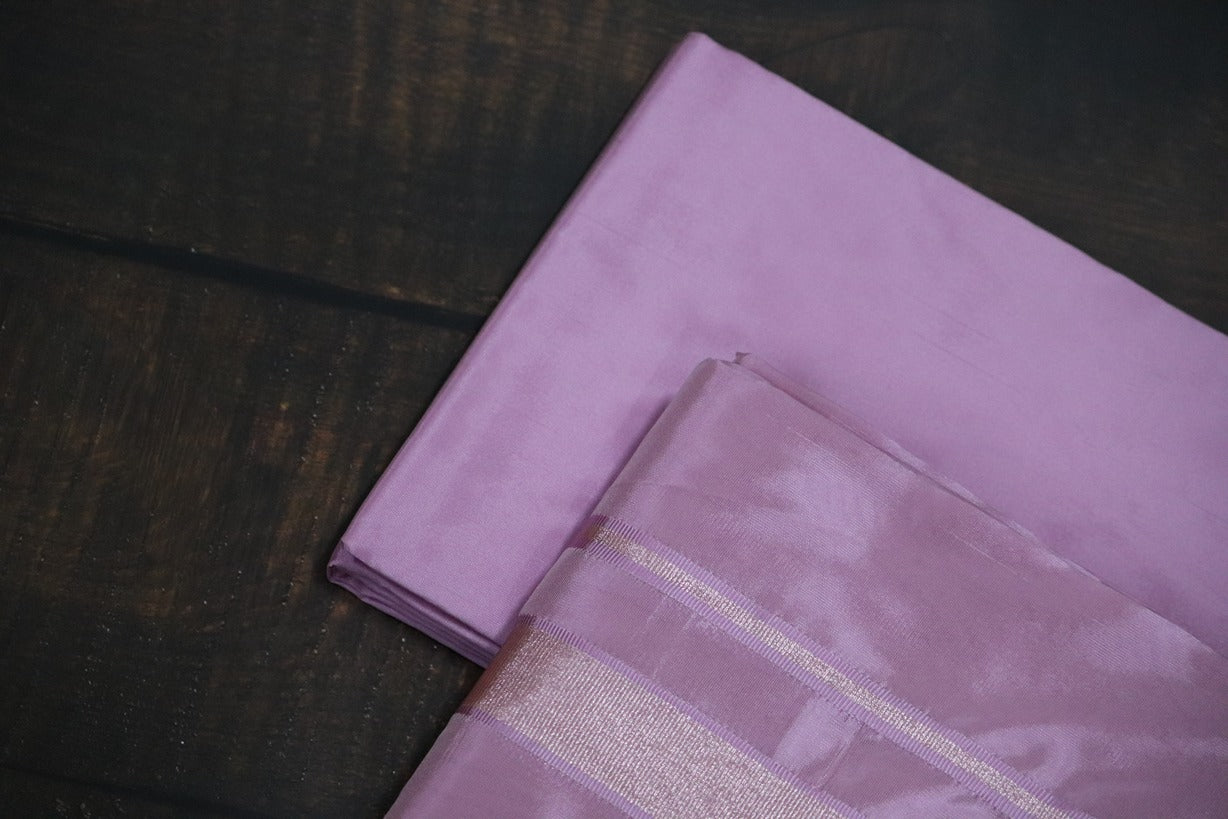 Artsilk Neon Pink Combo Set (Shirt Fabric+Dhoti) with 70k Onion Pink Silver Border