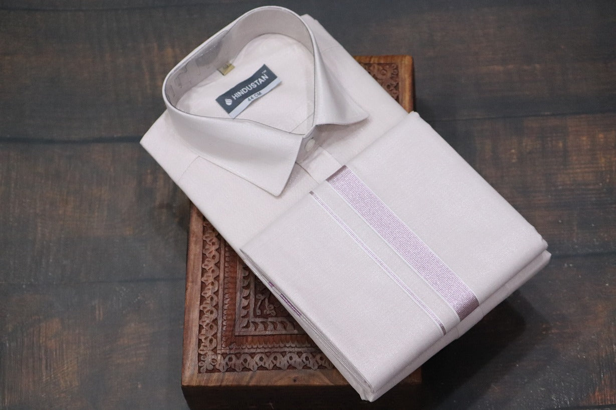 Tissue Onion Pink Matching Shirt+Dhoti Set