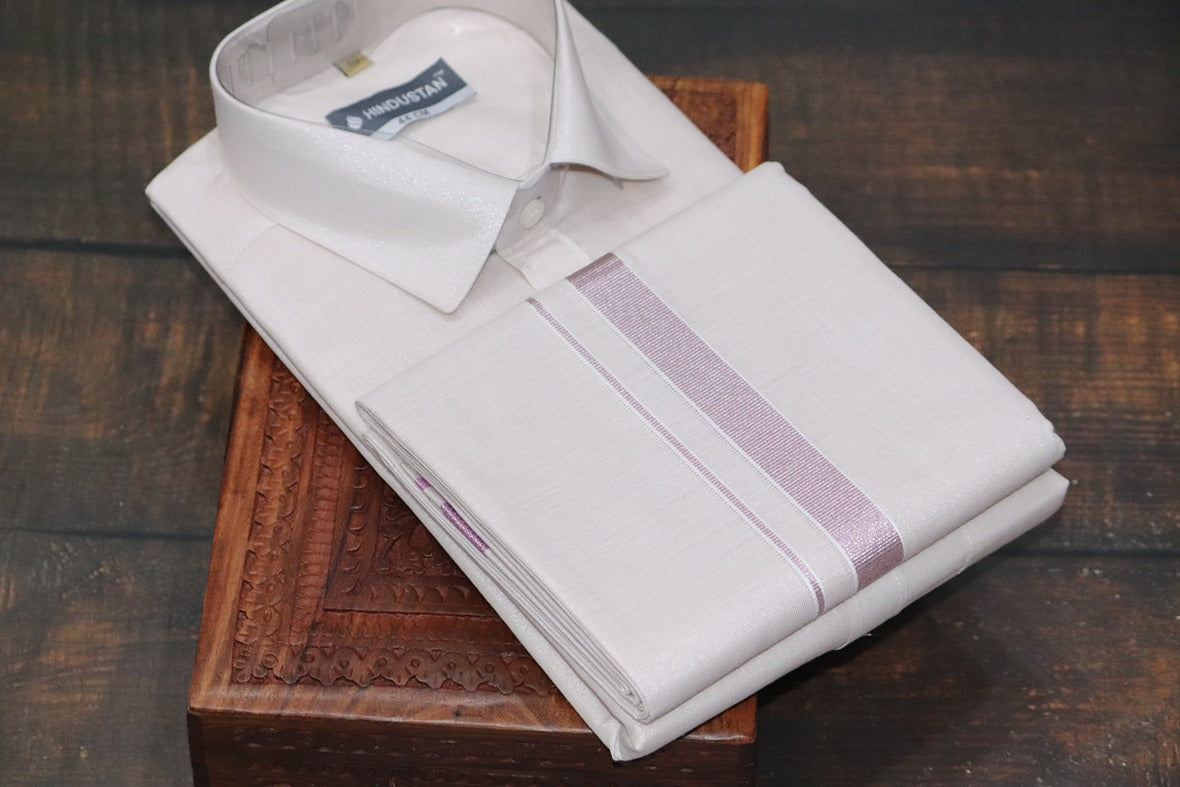 Tissue Onion Pink Matching Shirt+Dhoti Set