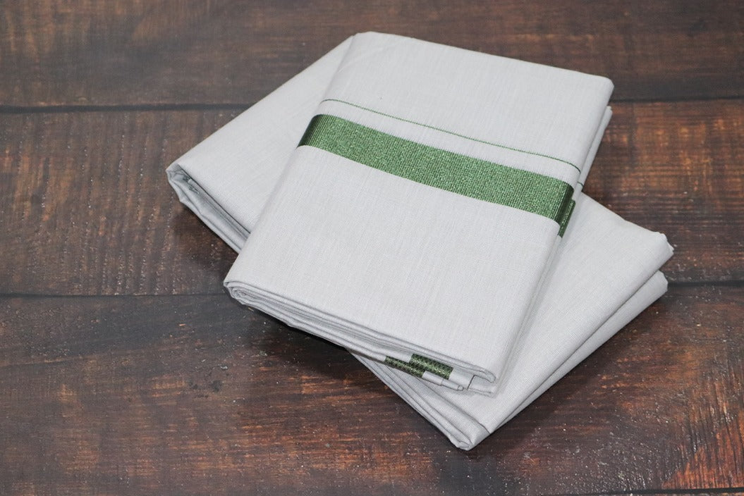 Tissue Dark Green Shirt Material+Dhoti
