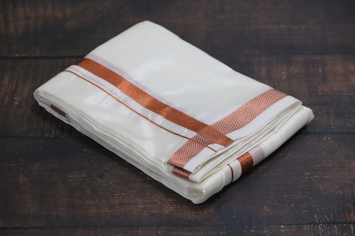 Artsilk Copper Shirt Fabric+White Dhoti with 50k Copper Dhoti