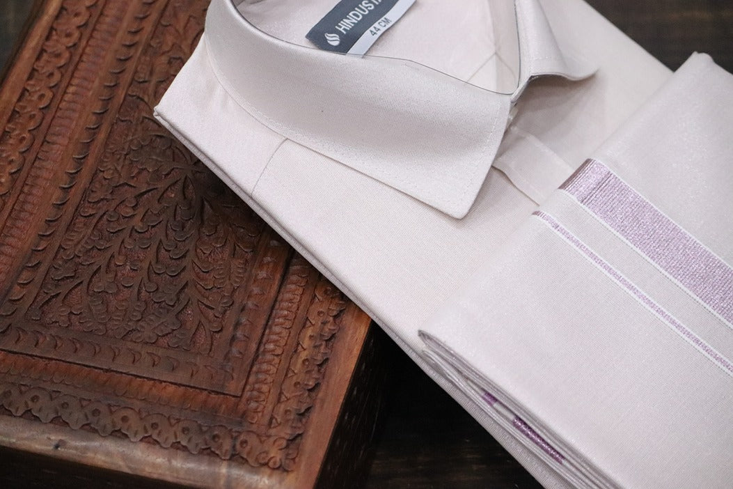 Tissue Onion Pink Matching Shirt+Dhoti Set
