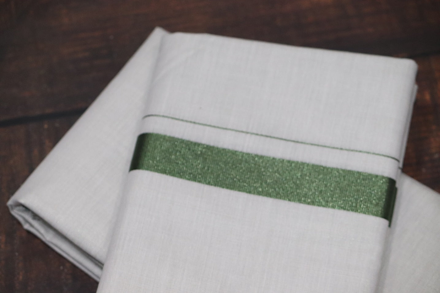 Tissue Dark Green Shirt Material+Dhoti