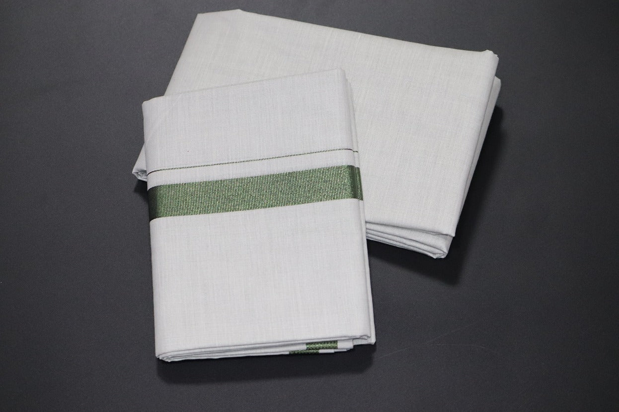 Tissue Dark Green Shirt Material+Dhoti
