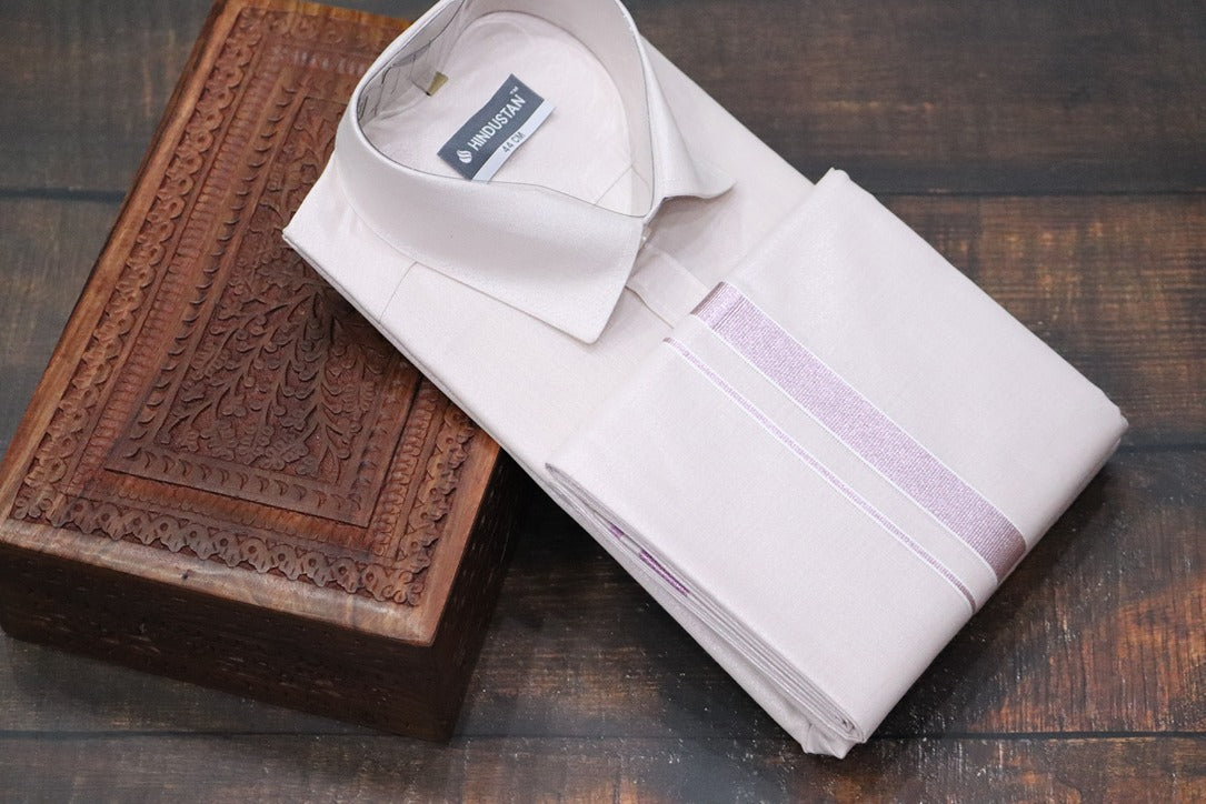 Tissue Onion Pink Matching Shirt+Dhoti Set