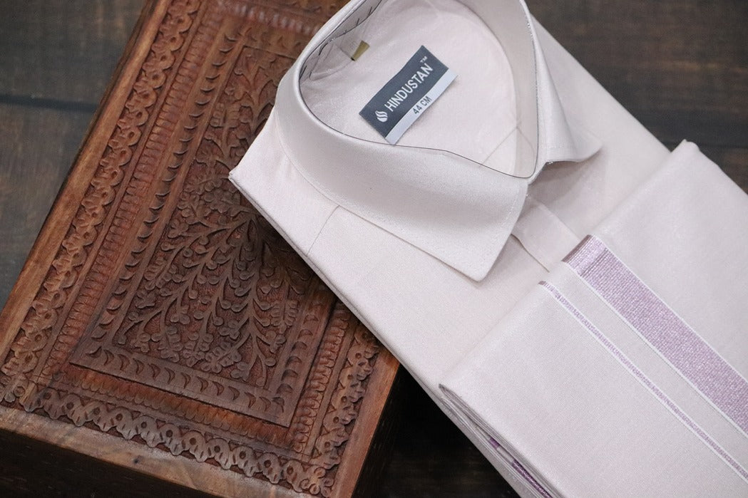 Tissue Onion Pink Matching Shirt+Dhoti Set