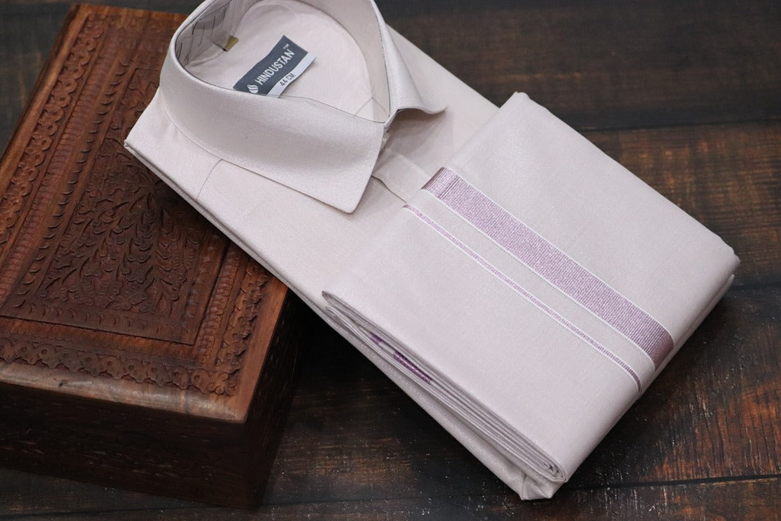 Tissue Onion Pink Matching Shirt+Dhoti Set