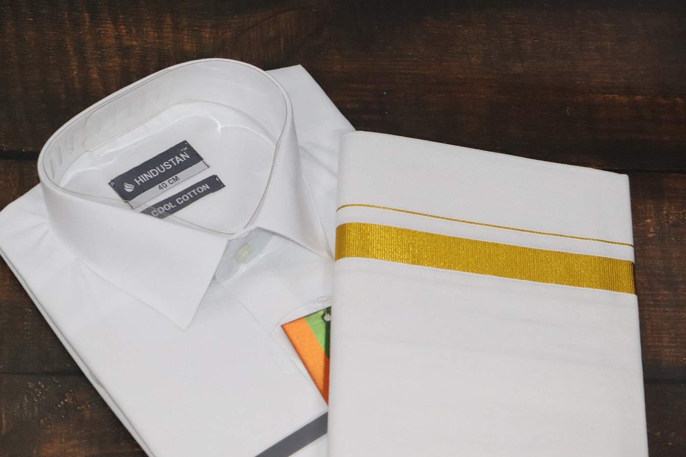 White Shirt + 30k Jari Dhoti Combo