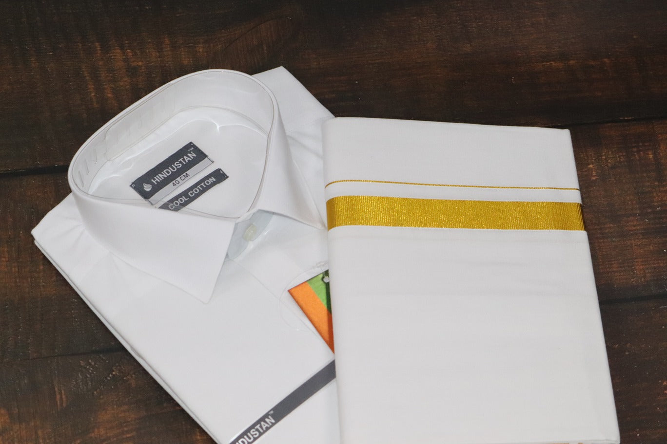 White Shirt + 30k Jari Dhoti Combo