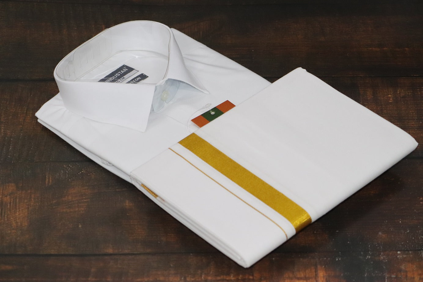 White Shirt + 30k Jari Dhoti Combo