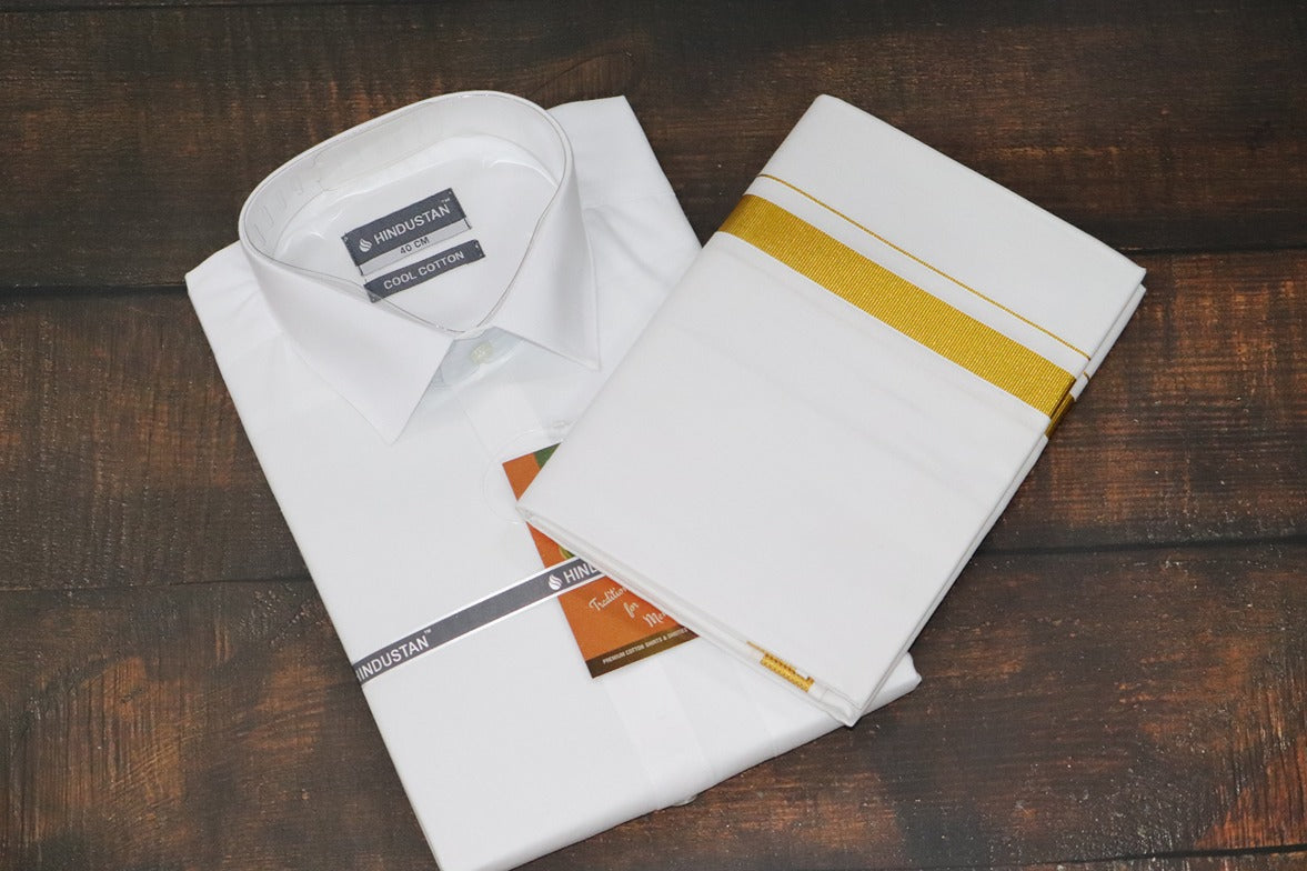 White Shirt + 30k Jari Dhoti Combo