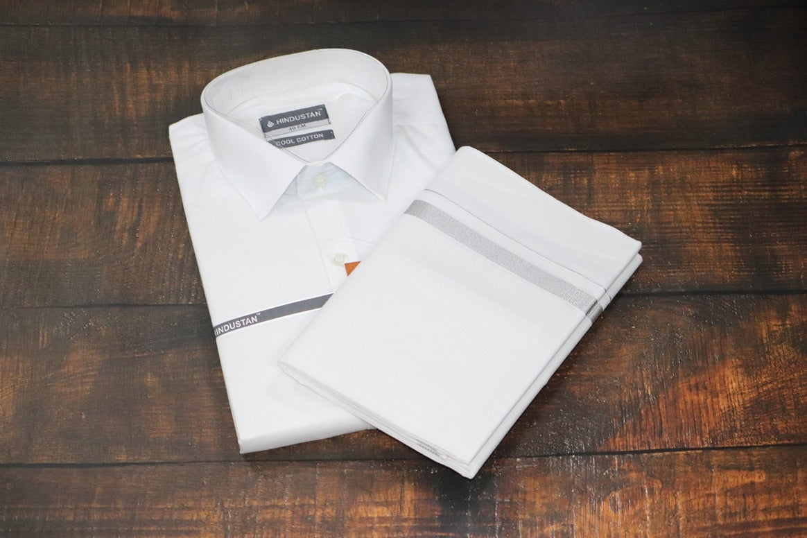 White Shirt + 30k Silver Jari Combo Set