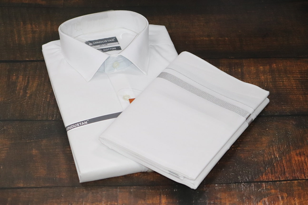 White Shirt + 30k Silver Jari Combo Set