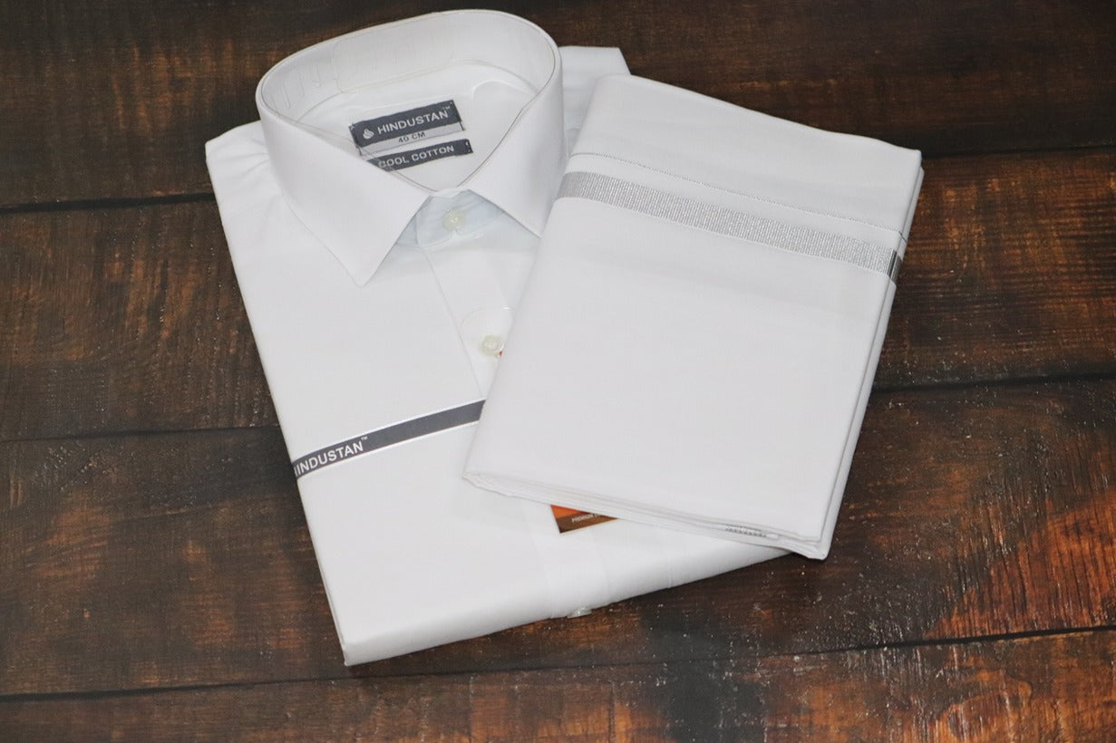 White Shirt + 30k Silver Jari Combo Set