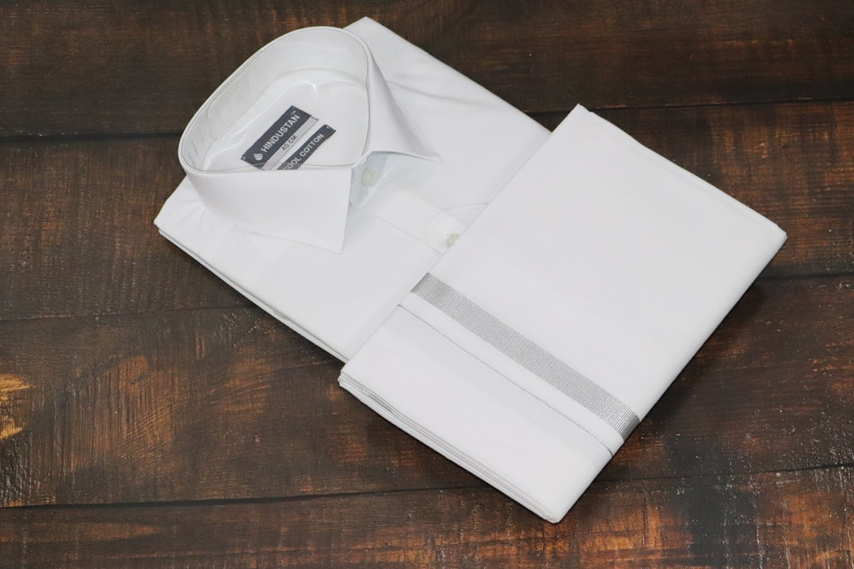 White Shirt + 30k Silver Jari Combo Set