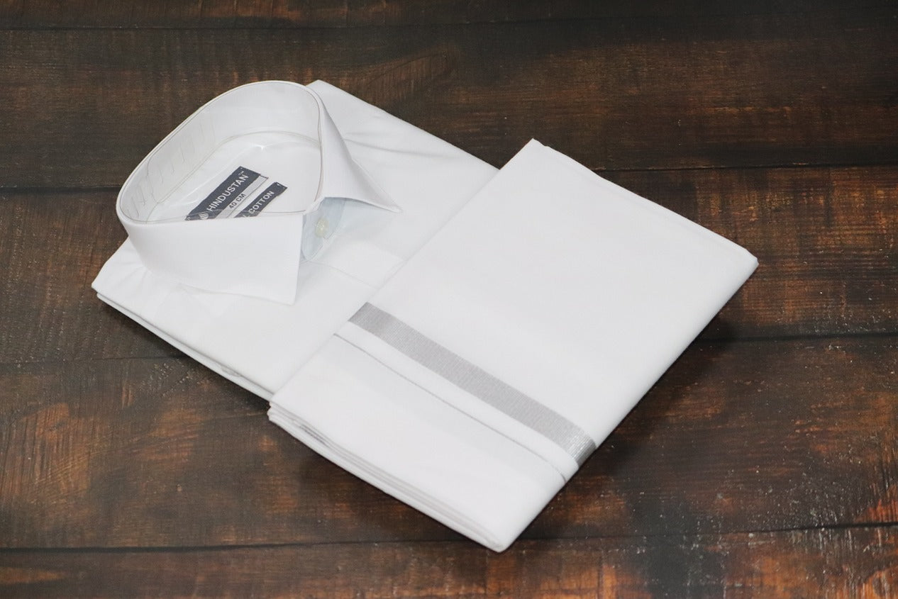 White Shirt + 30k Silver Jari Combo Set