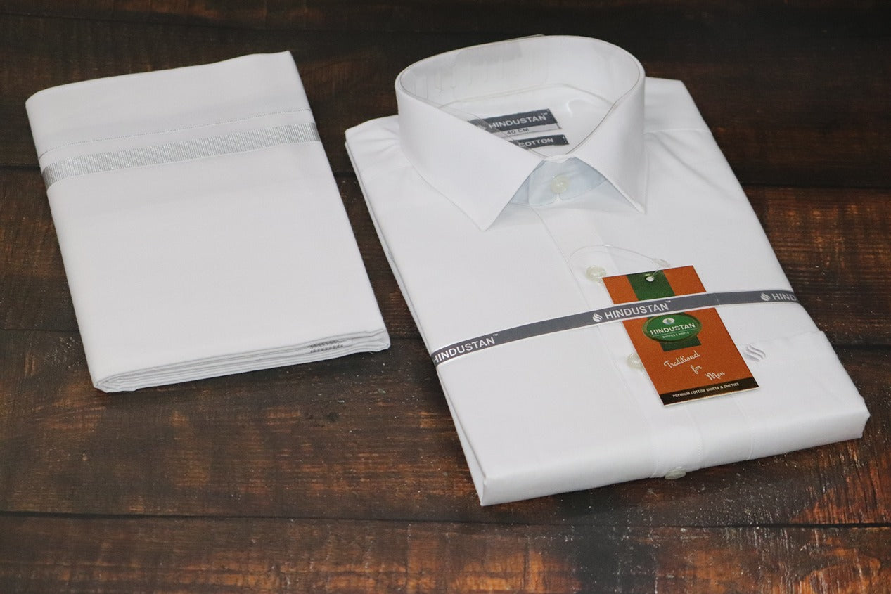 White Shirt + 30k Silver Jari Combo Set